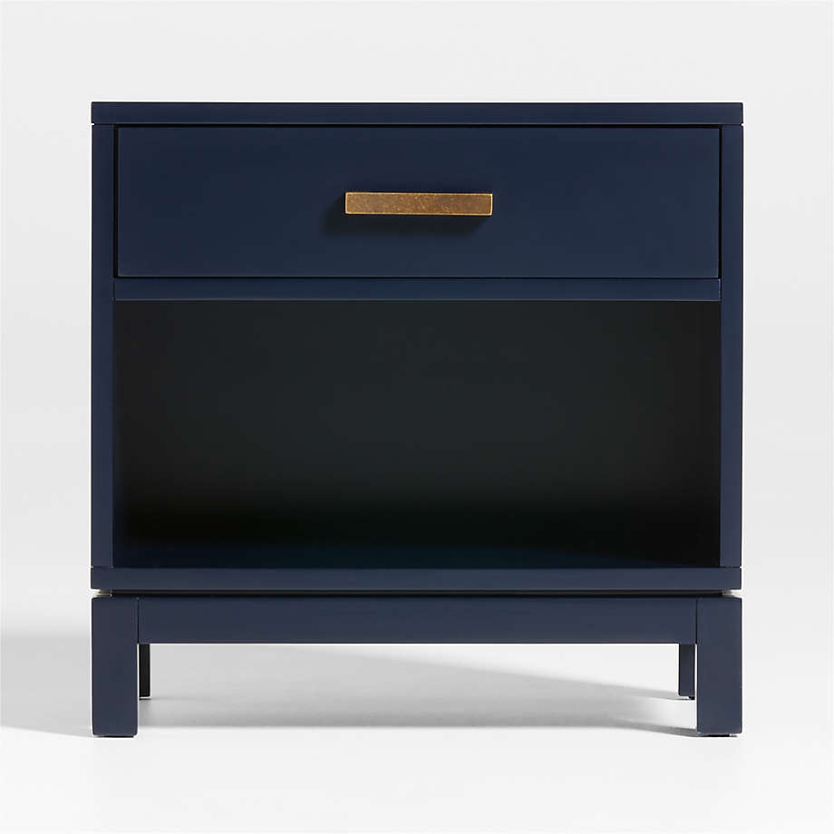 Parke Navy Blue Wood Kids Nightstand with Drawer - Image 0
