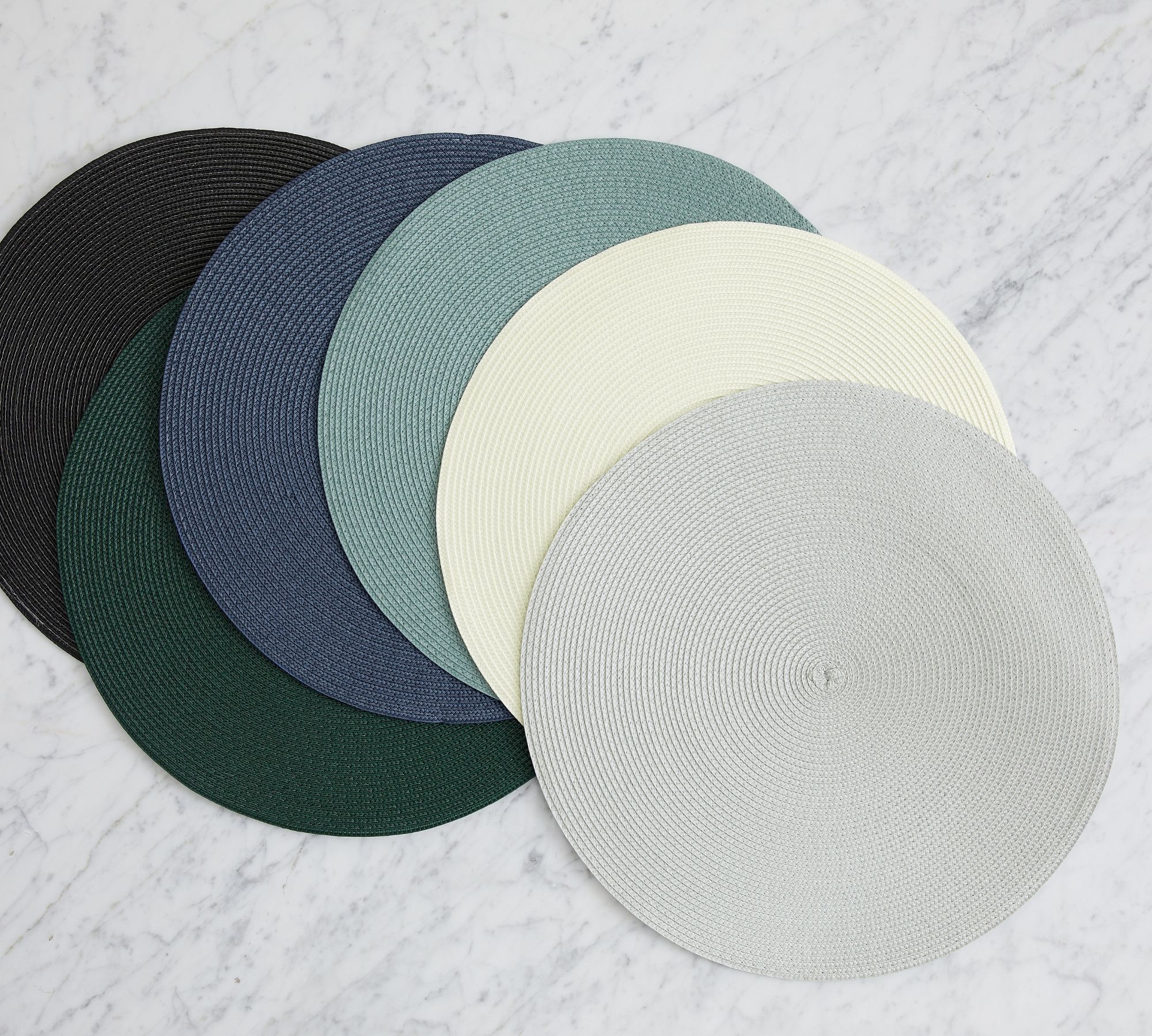 Woven Round Placemats, Set of 4 - Gray - Image 1