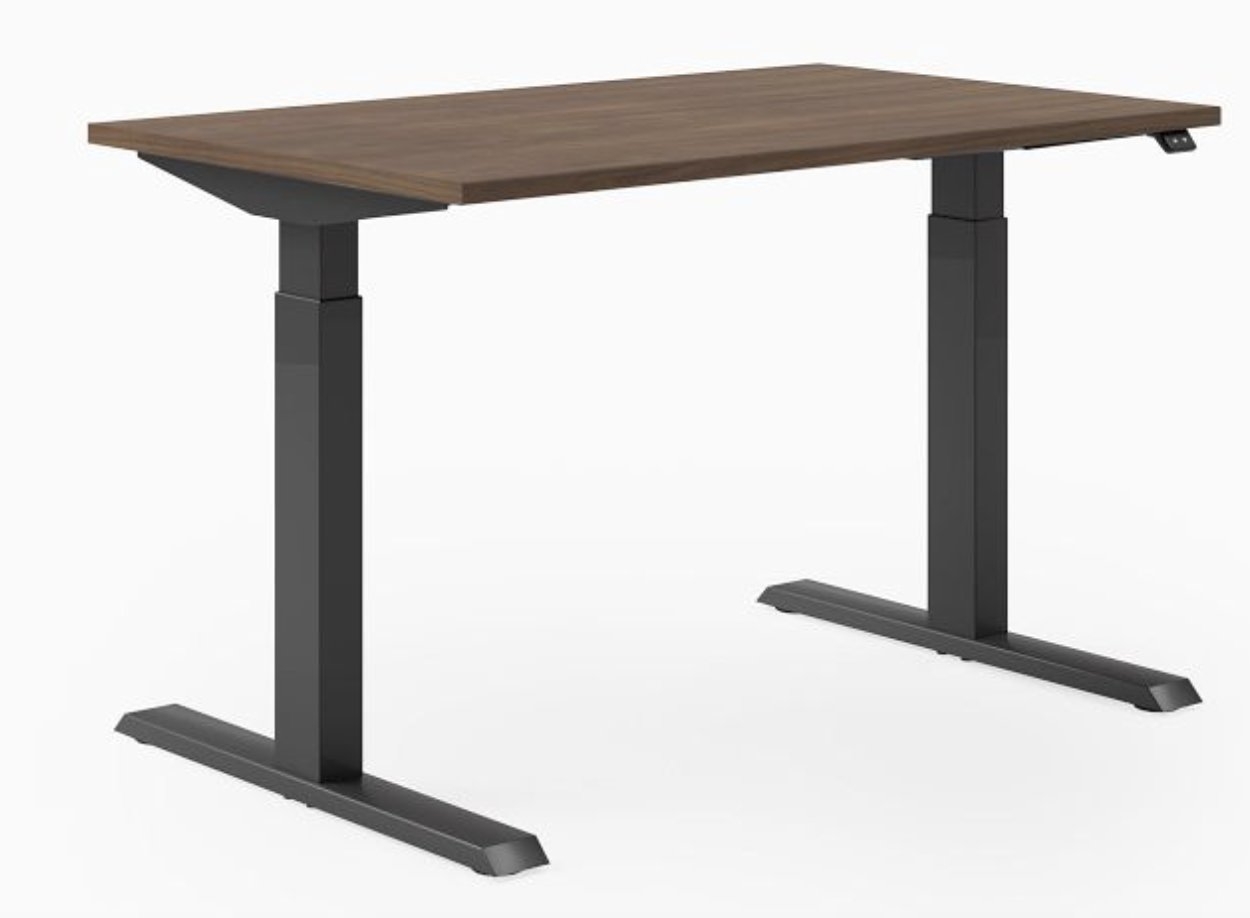 Steelcase Migration SE Height-Adjustable Desk, 23"x46", Virginia Walnut, Arctic White, Square Edge Foot - Image 0