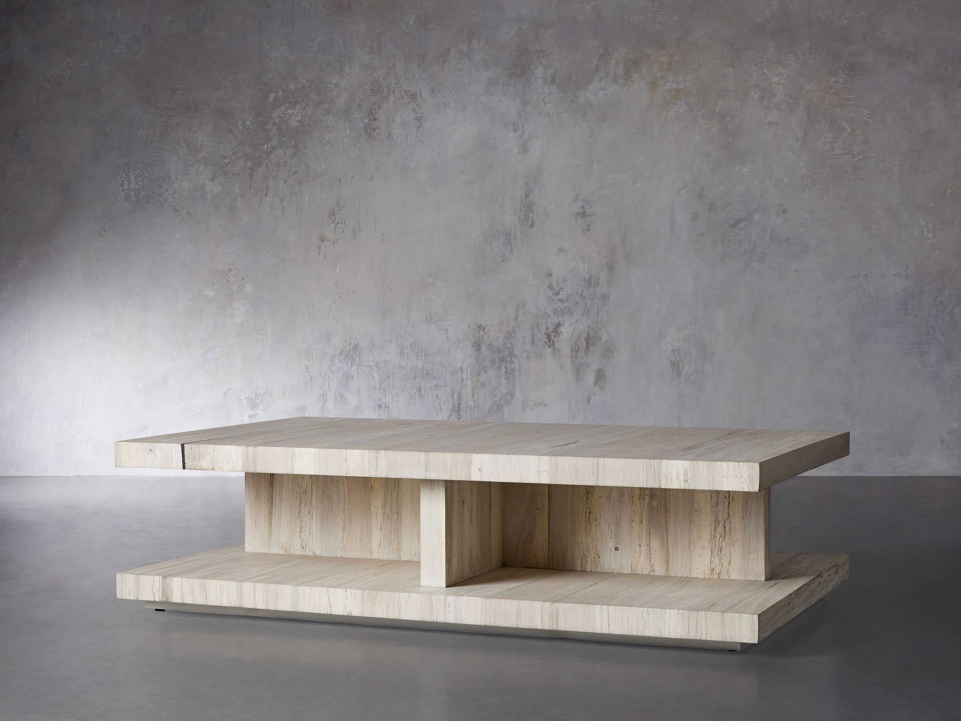 Leandro Coffee Table in Spalted Oak Wood 64" White   - Image 2