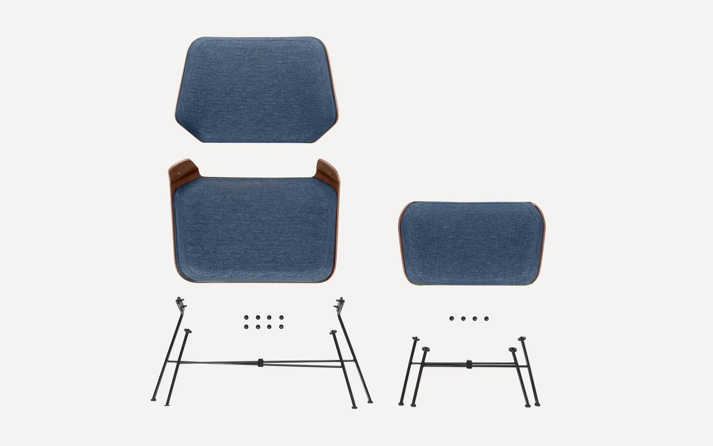 Vesper Lounge Chair - Navy Blue/Walnut - Image 3