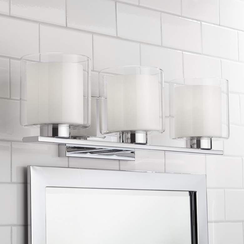 Dorris 22"W Double Glass 3-Light Chrome Bath Light - Style # 72A70 - Image 0