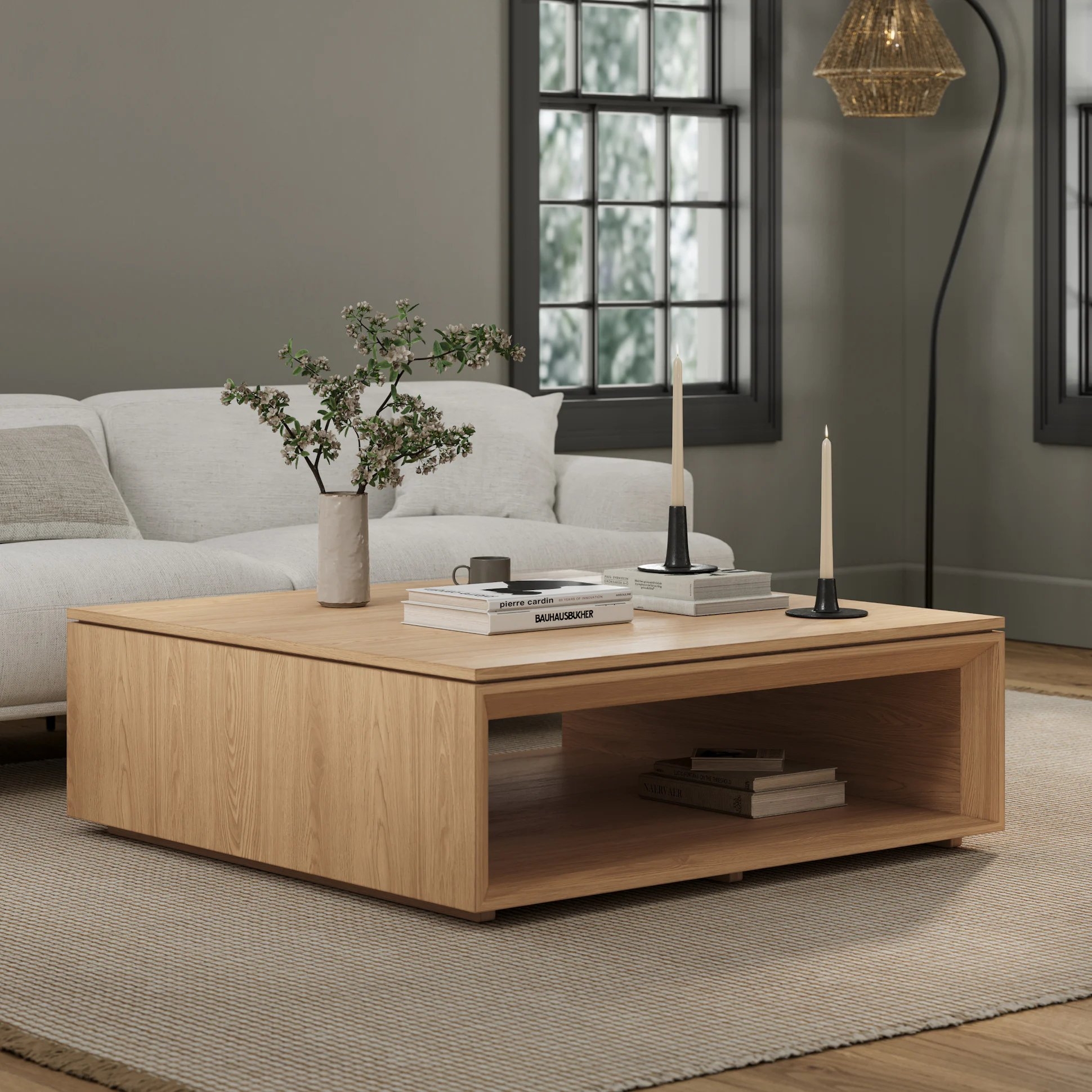 Suri 44" Square Coffee Table - White Oak - Image 0
