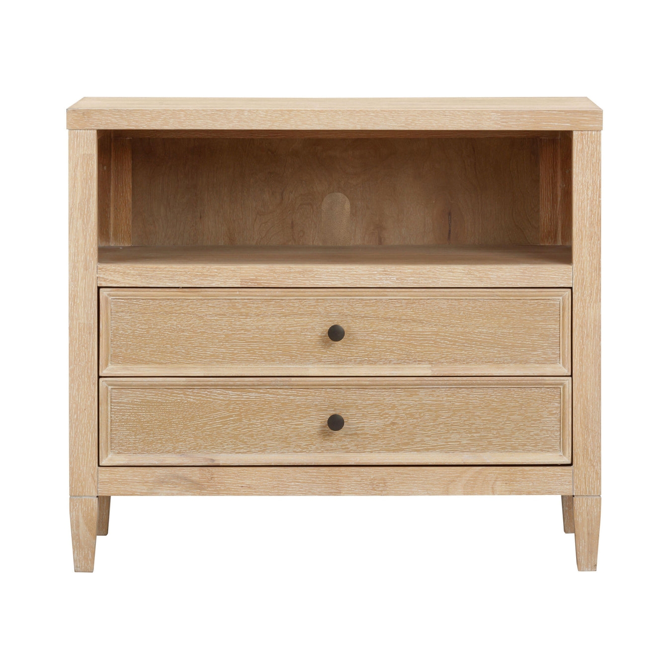 Kinsley Park Whitewashed Oak Wood Large Nightstand - Image 0