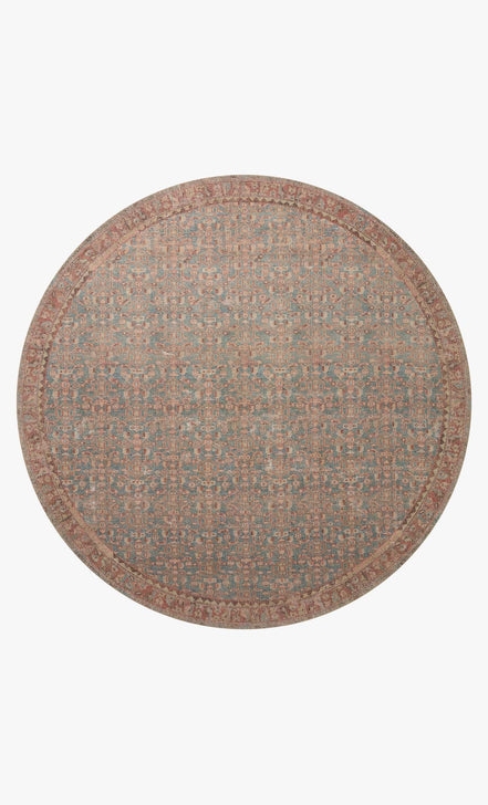 AUB-04 Blue / Terracotta 7'-6" x 7'-6" Round - Image 0