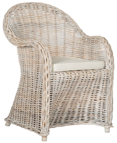 Callista Wicker Club Chair - White Wash - Safavieh - Image 0