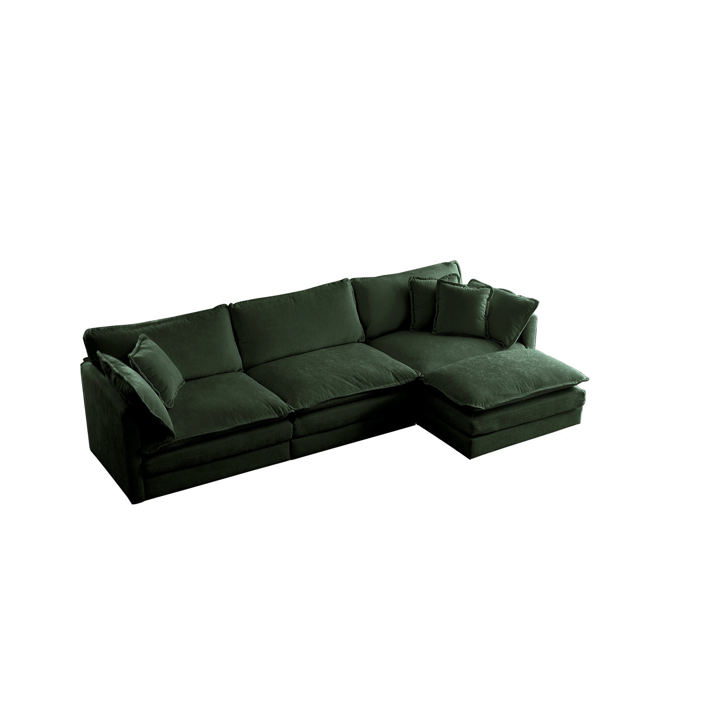 Chenille Modular Cloud Couch with L-Shaped Sectional and Ottoman - Image 2
