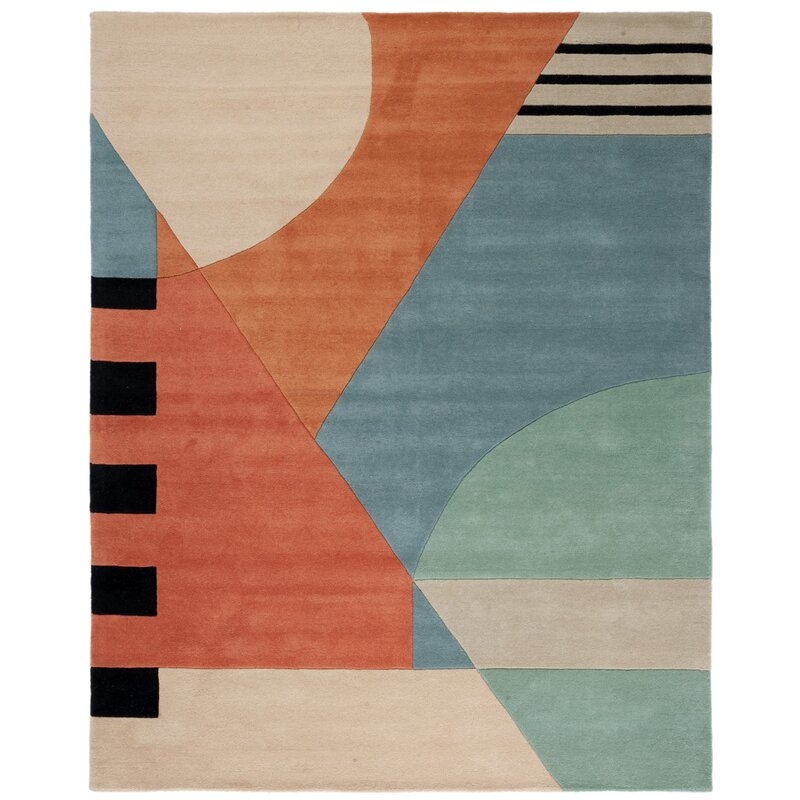 Rodeo Drive Abstract Handmade Tufted Wool Orange Area Rug - Image 0