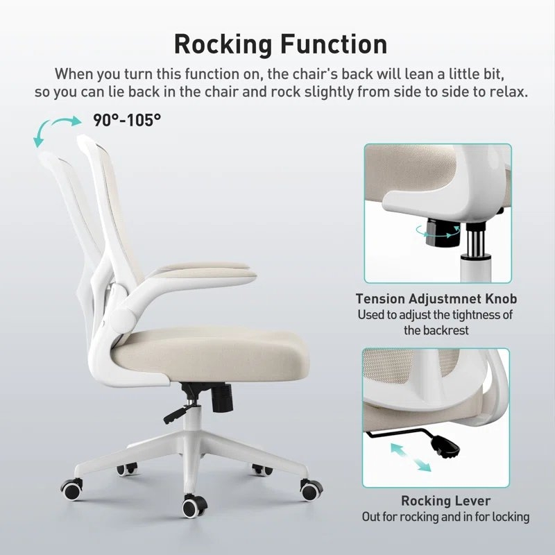 Faye Task Office Chair with Flip-Up Arms and Home and Office Desk Chairs - Image 2