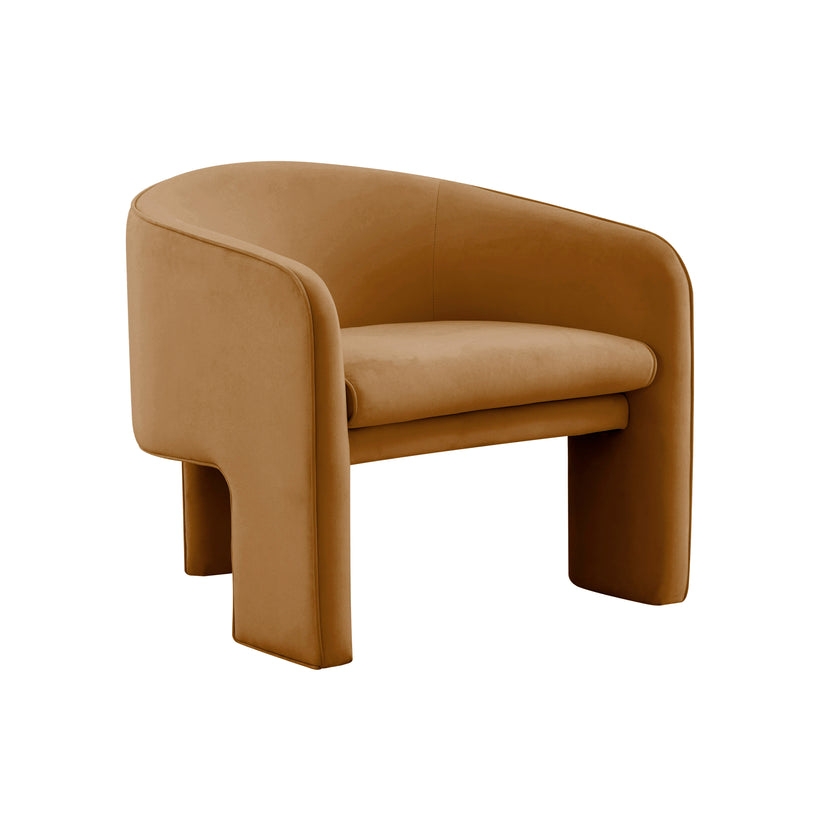 Marla Cognac Velvet Accent Chair - Image 0