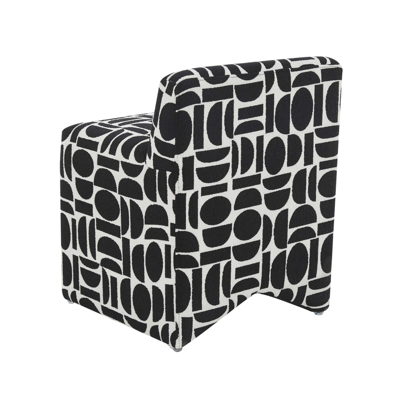 Pippa Black Geometric Jacquard Weave Stool - Image 1