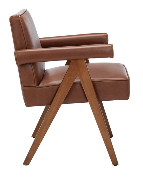 Suri Mid Century Arm Chair - Cognac / Walnut - Safavieh - Image 3