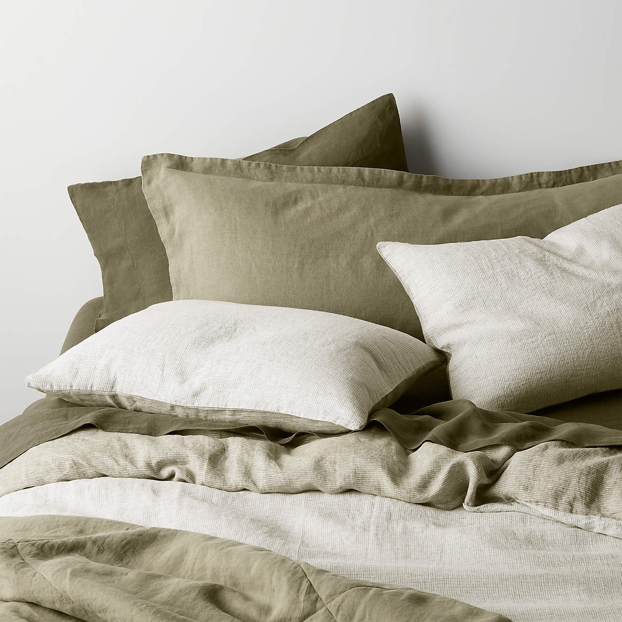 Aire Natural Hemp Garden Green Grid Full/Queen Duvet Cover - Image 4