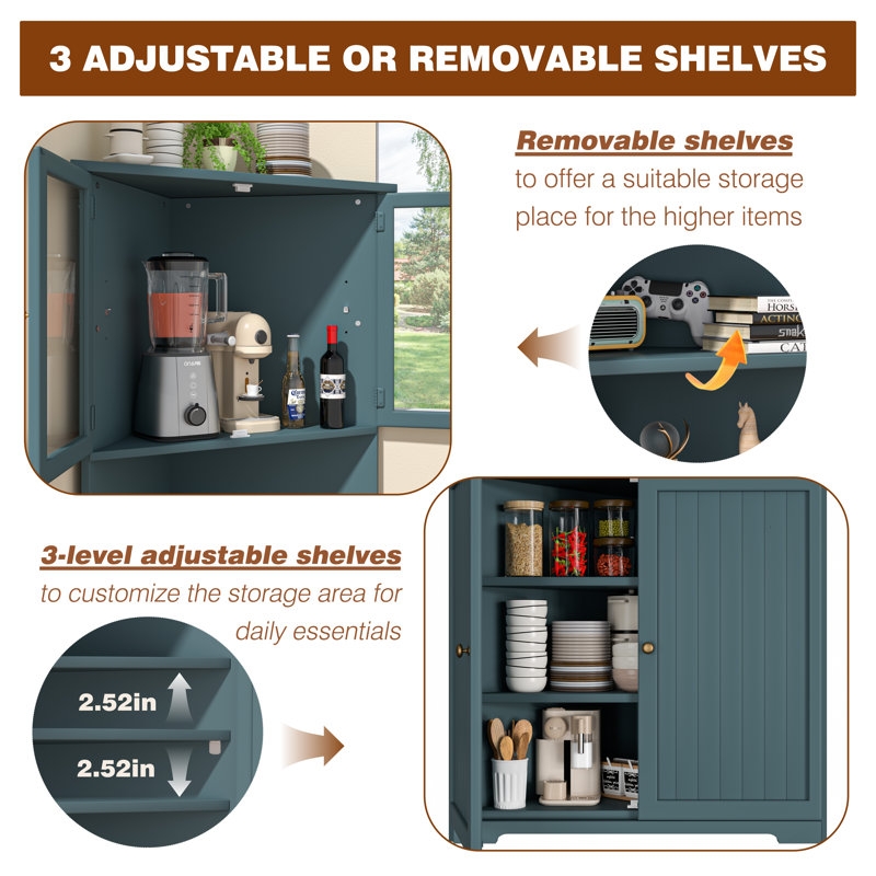 Abdusalam 70.9''H Accent Cabinet, Corner Cabinet with Open Shelf - Image 2