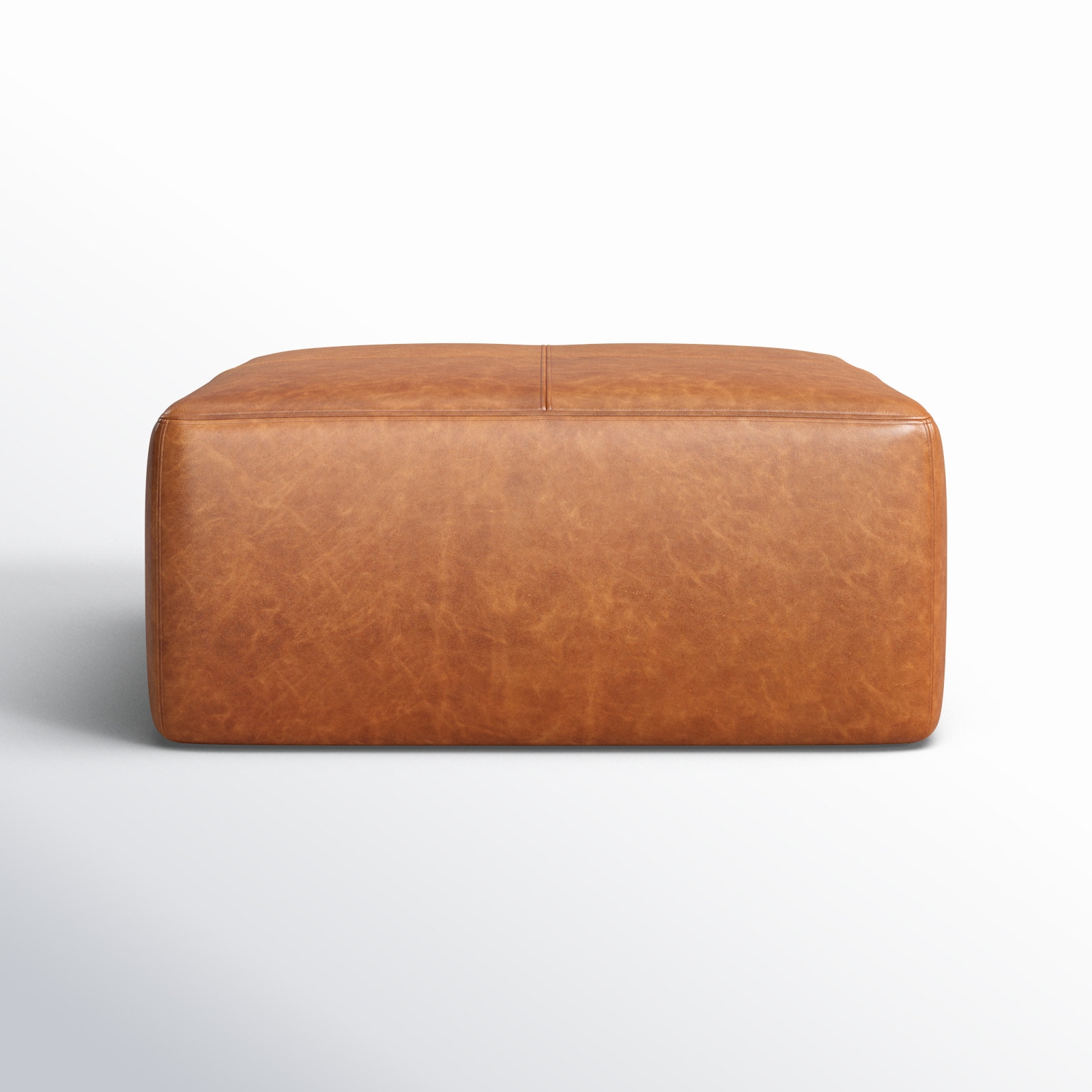 Heafield Square 35" Wide Full-Grain Genuine Italian Leather Ottoman - Image 0