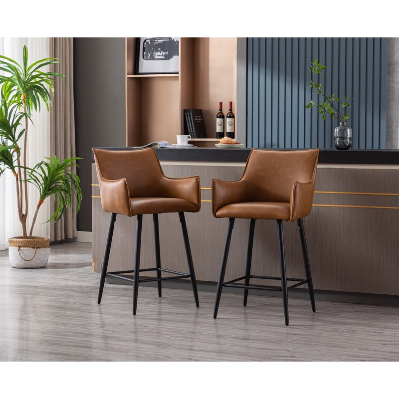 Honorata Upholstered Counter Stool with Metal Frame (Set of 2) - Image 1