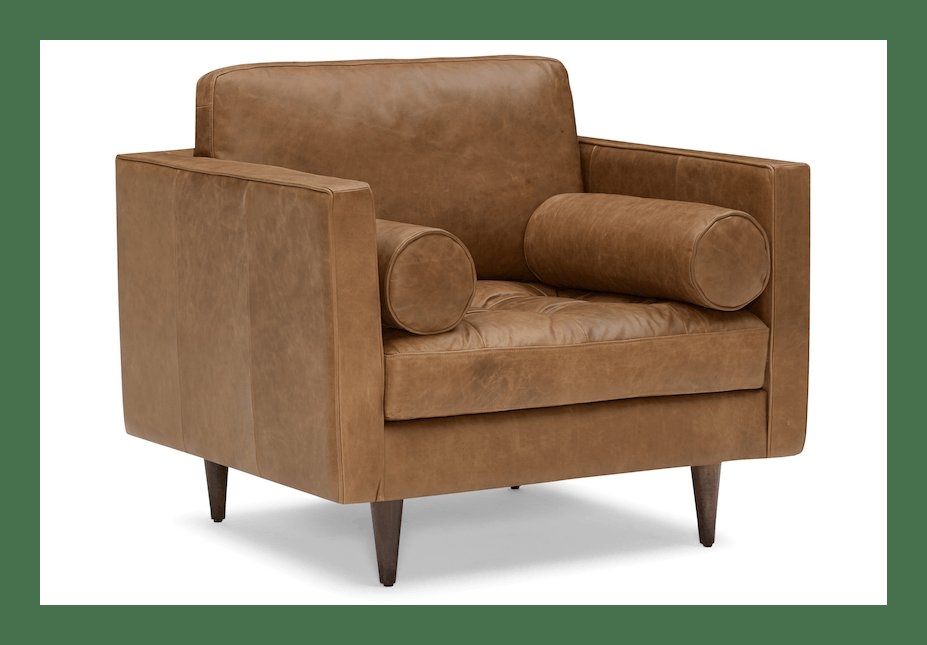 Brown Briar Mid Century Modern Leather Chair - Santiago Ale - Mocha - Image 0