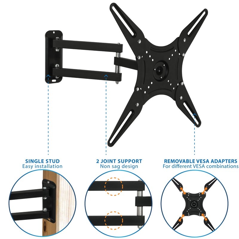 Mount-It! Full Motion TV Wall Mount | LCD, LED, 4K TV Swivel Bracket For 23 - 55 Inch Screen Sizes - Image 2