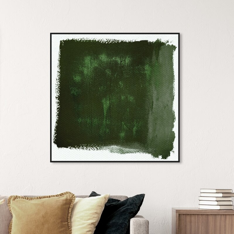 Abstract Cloudy Dreams Green On Canvas Painting - Image 1