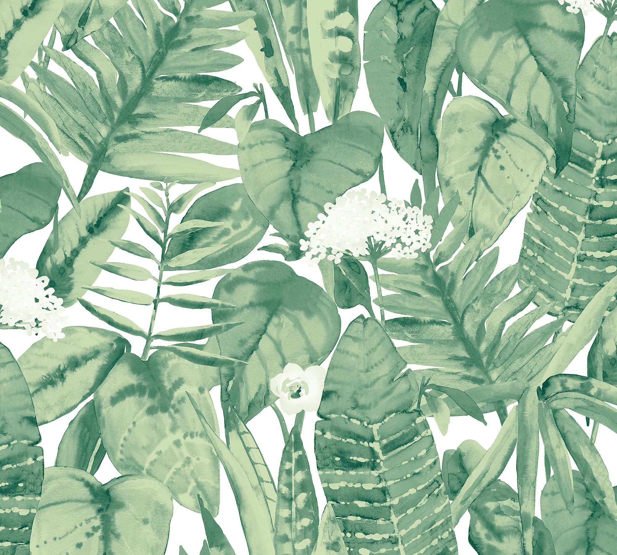 Tropical Jungle Green Leaf Removable Wallpaper - Image 0