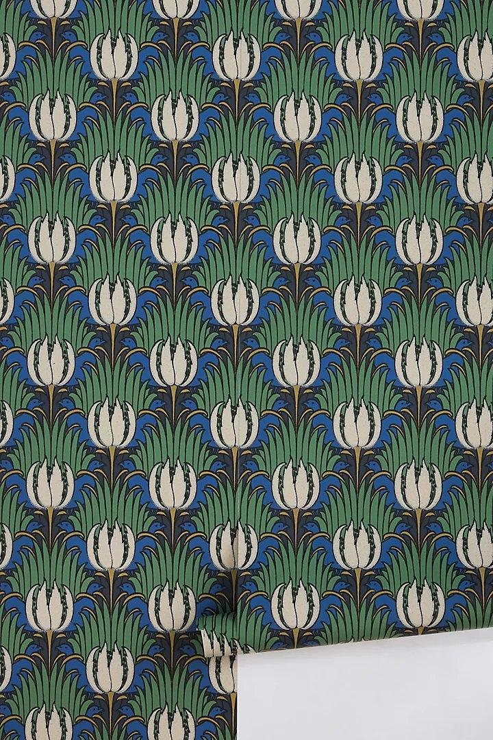 Tulip & Bird Floral Wallpaper - Image 0