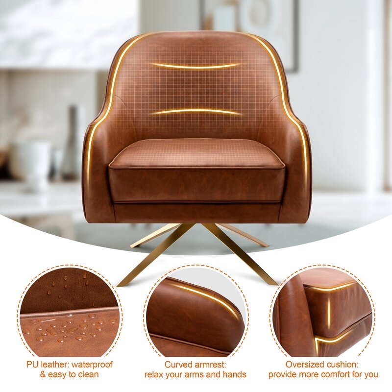 Caskey Leather Swivel Club Chair - Image 2