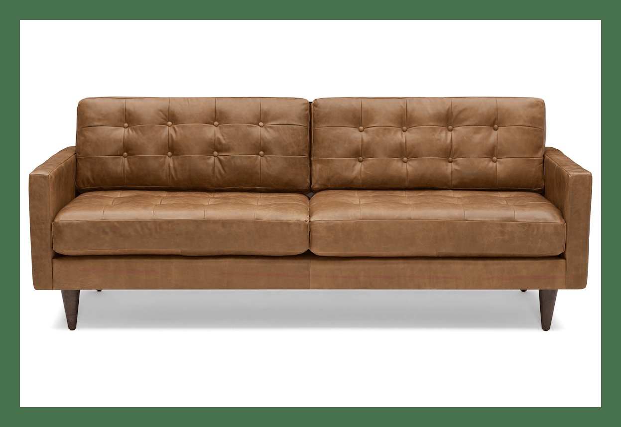 Brown Eliot Mid Century Modern Leather Sofa - Santiago Ale - Mocha - Image 0