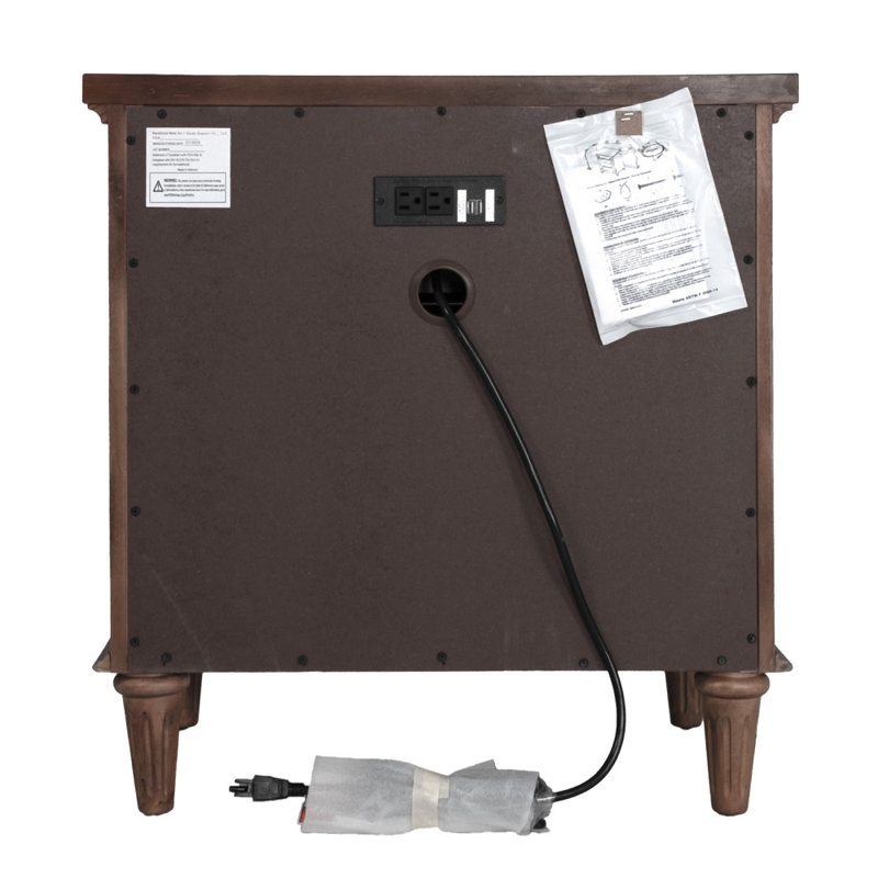 Rahul Rustic Nightstand with USB - Image 4