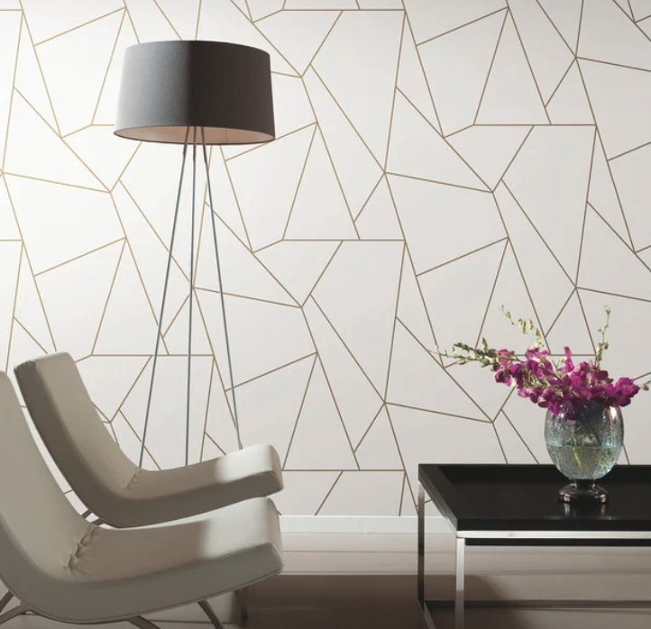 Nazca Wallpaper, White/Gold, Roll - Image 1
