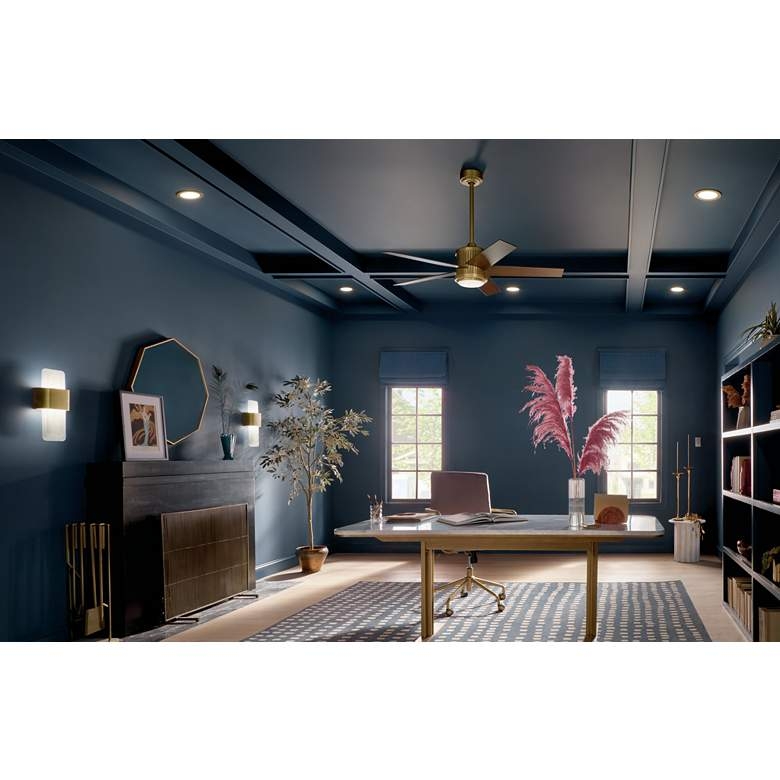 48" Kichler Brahm Natural Brass LED Indoor Ceiling Fan with Remote - Image 2