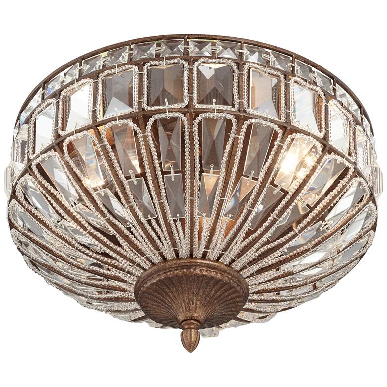 Vienna Full Spectrum Ibeza 15 1/2" Mocha and Crystal Ceiling Light - Image 2