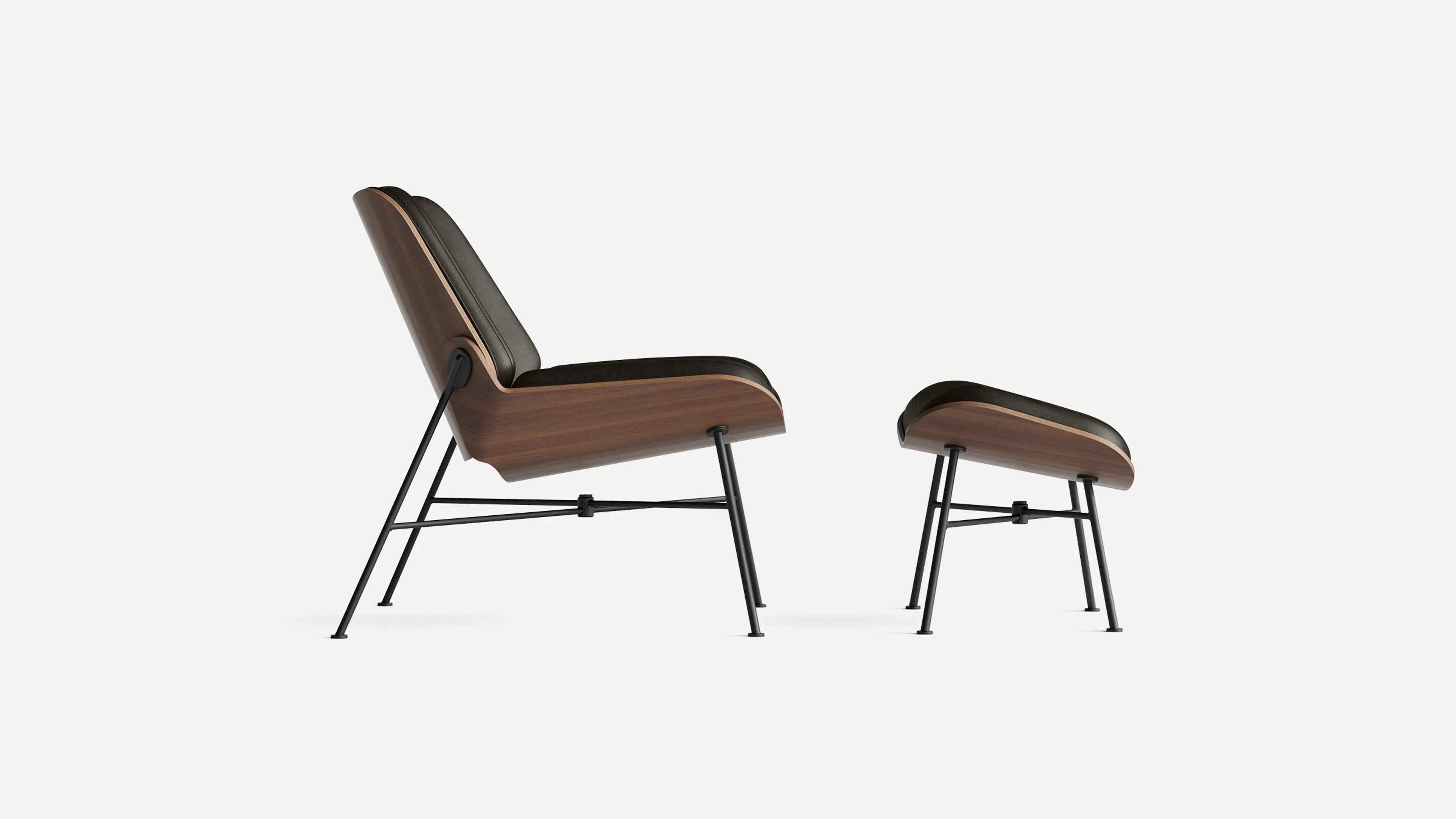 Vesper Leather Lounge Chair - Slate Leather/Walnut - Image 2