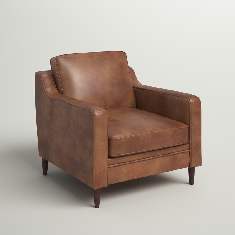 Ashtabula Genuine Leather Square Arm Accent Chair - Image 1