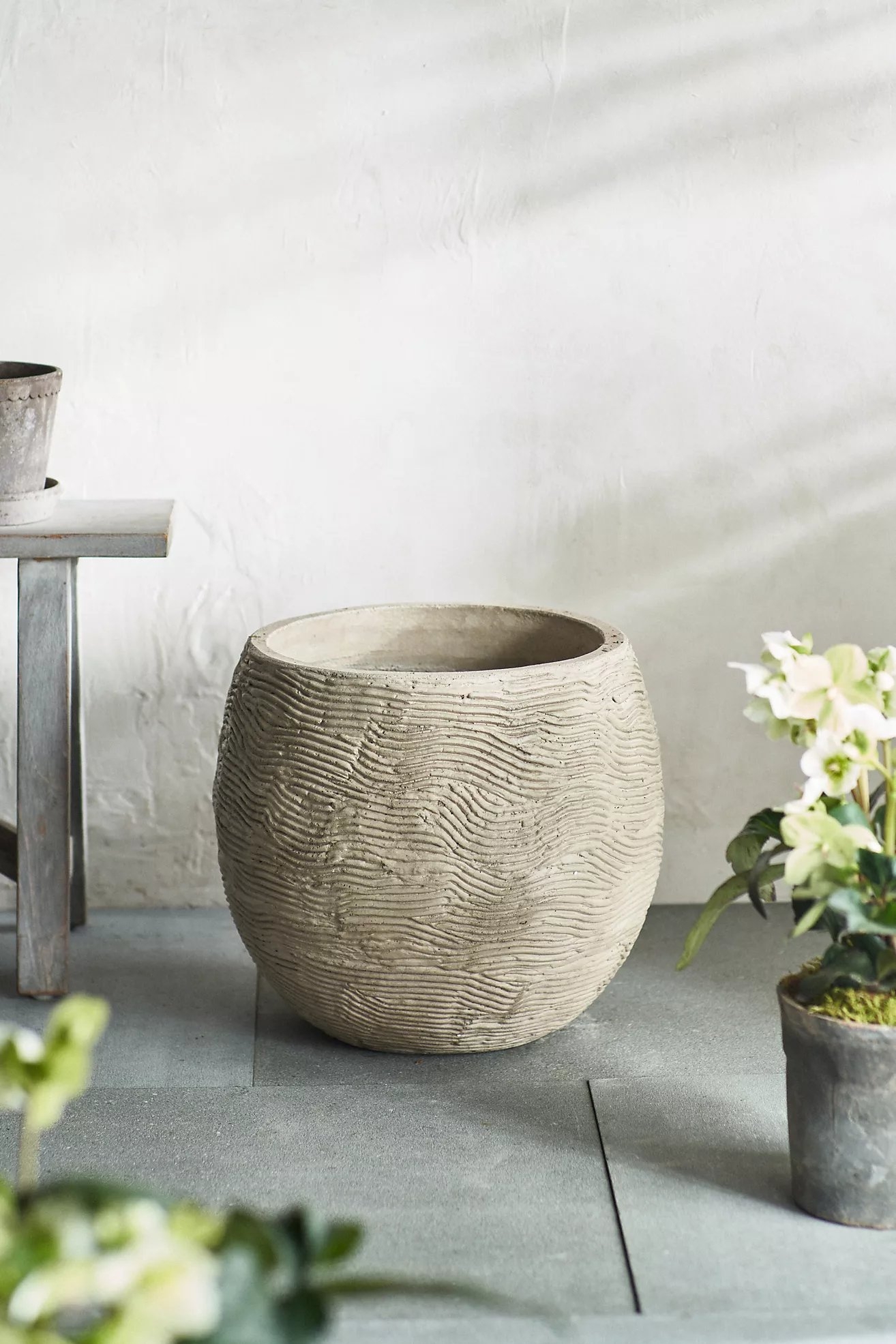 Wavy Concrete Orb Planter - Image 1