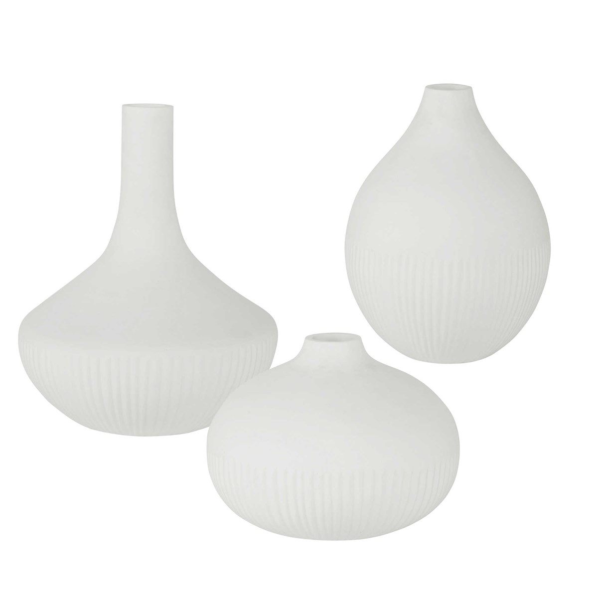 Apothecary Satin White Vases, Set/3 - Image 0