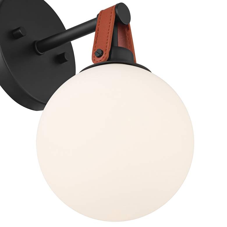 Nubuck 10 1/2" High Black and Brown Leather Wall Sconce - Image 1