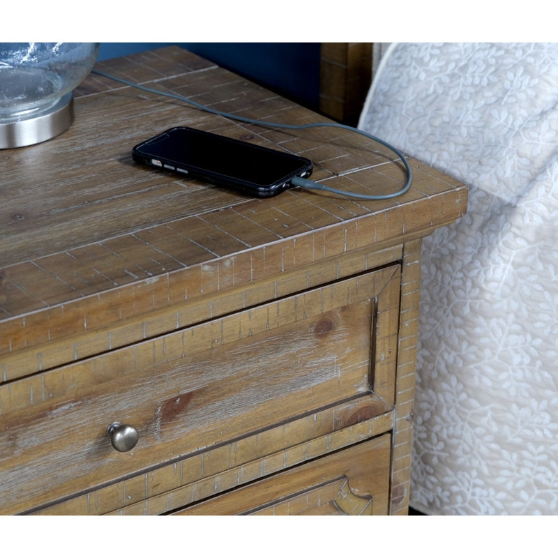 Rahul Rustic Nightstand with USB - Image 6
