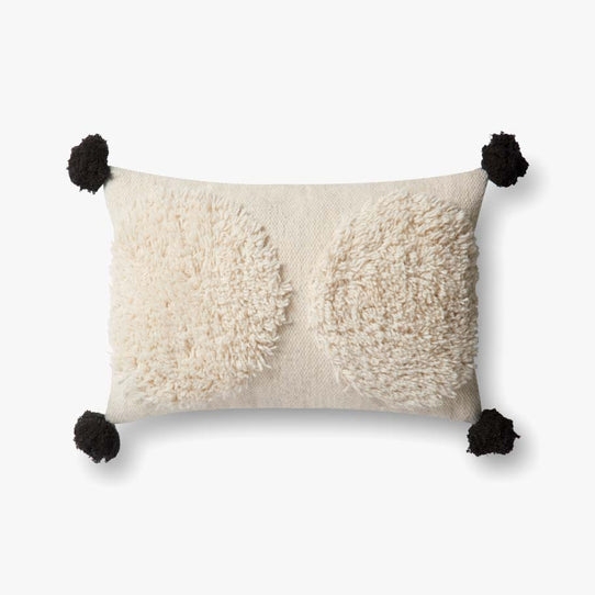 P0483 IVORY / BLACK Pillow - 13" x 21" with down Insert - Image 0