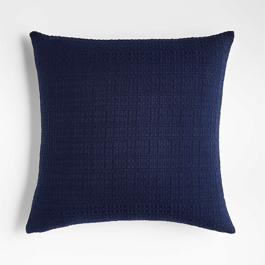 Bari 20"x20" Indigo Knitted Throw Pillow Cover with Down-Alternative Insert - Image 0