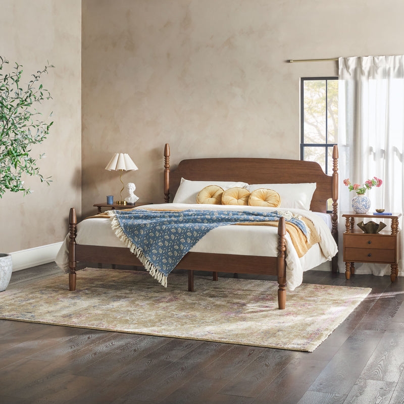 Vivienne Contour & Co. EZ Assembly ™ Solid Wood Spindle Post Queen Bed - Natural - Image 0