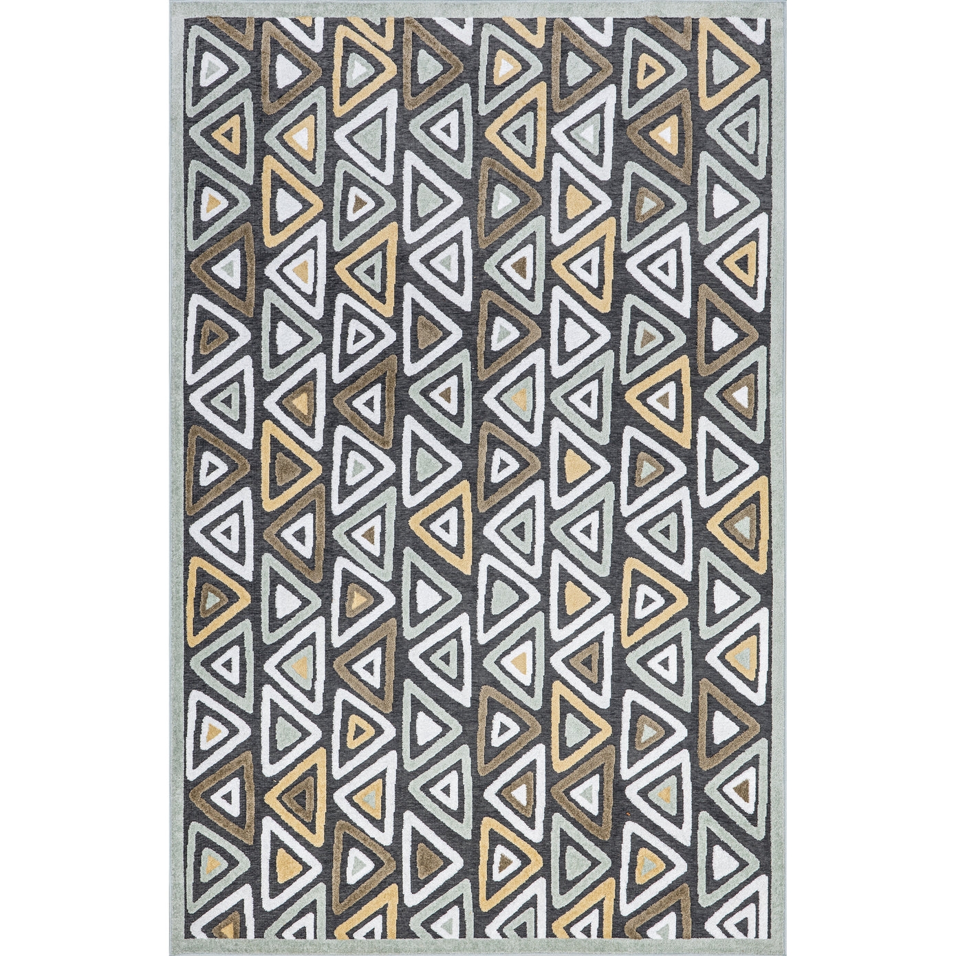 Aneka Striped Triangles Machine Washable Area Rug, Beige, 7' 3" x 9' - Image 0