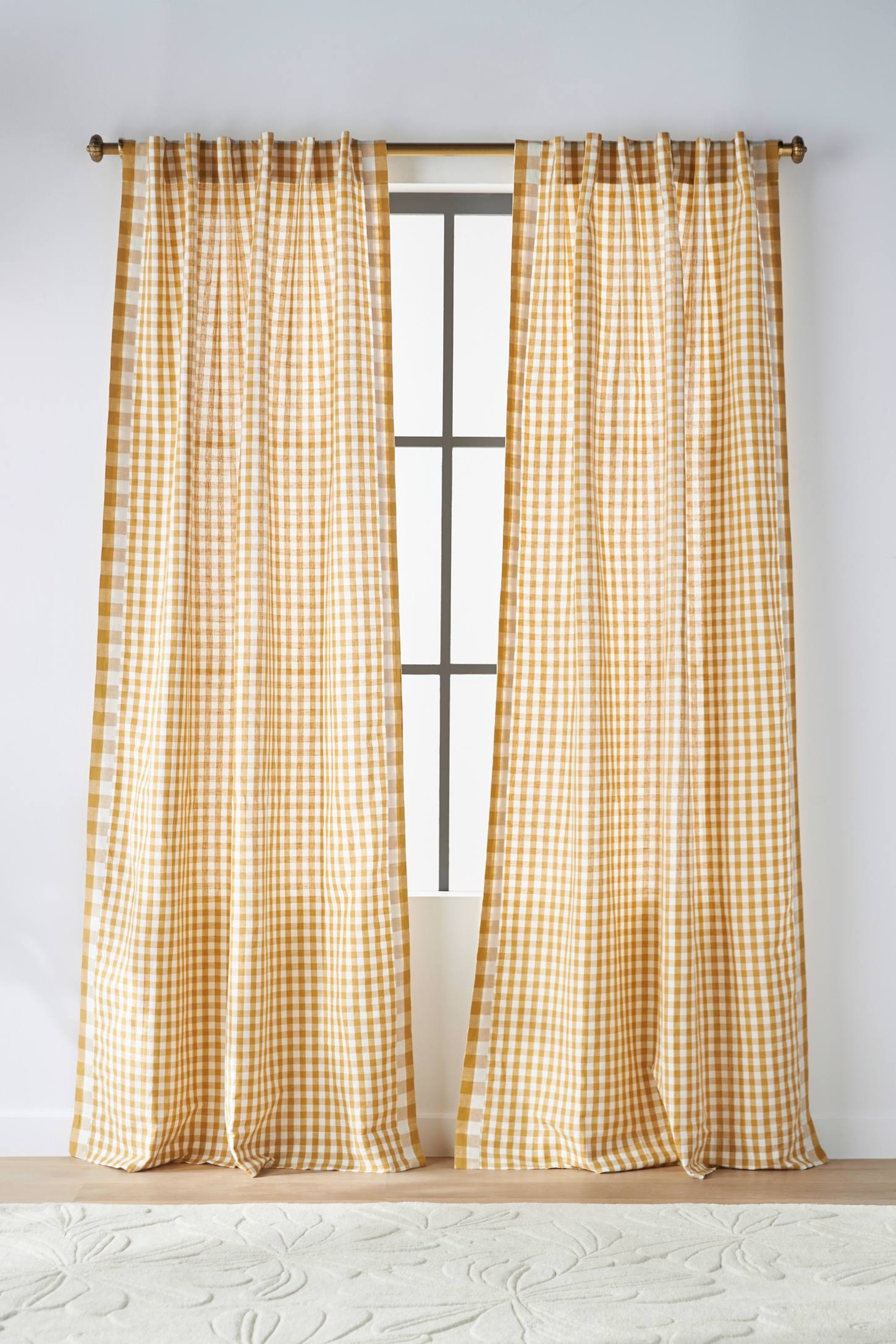 Cotton Linen Gingham Curtain - Image 0