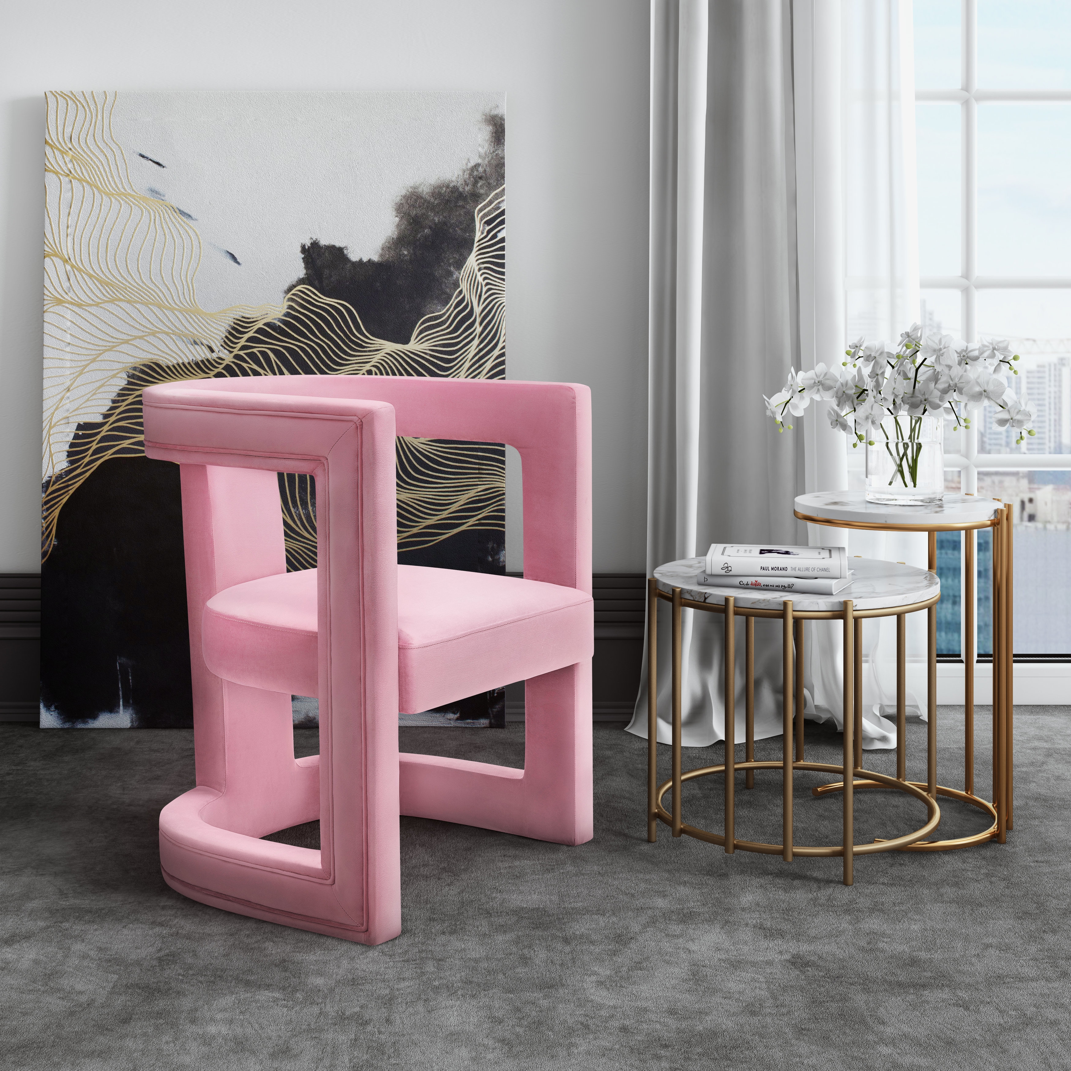 Ada Pink Velvet Chair - Image 1
