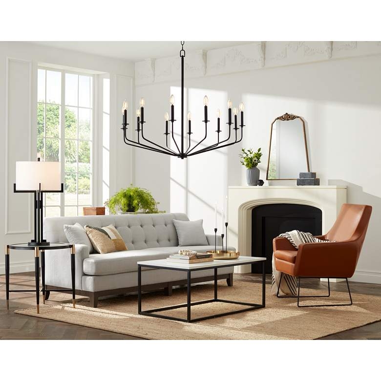 Franklin Iron Milanese 37 1/2" Black 12-Light Candelabra Chandelier - Image 3