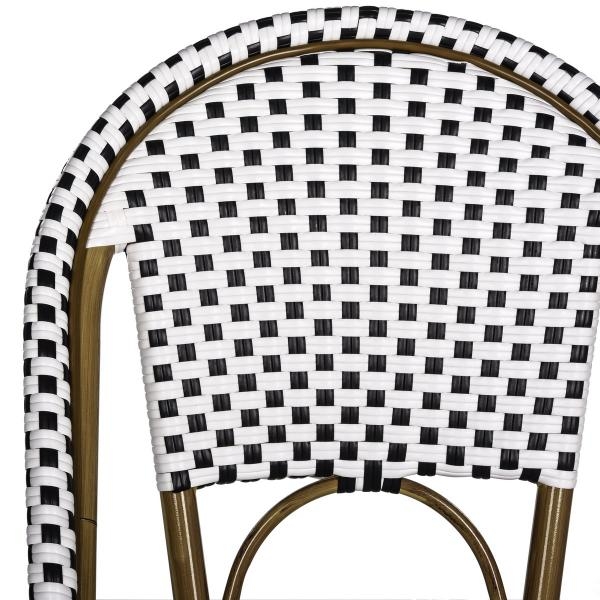 Salcha Indoor-Outdoor French Bistro Stacking Side Chair - Black/White/Light Brown - Arlo Home - Image 2