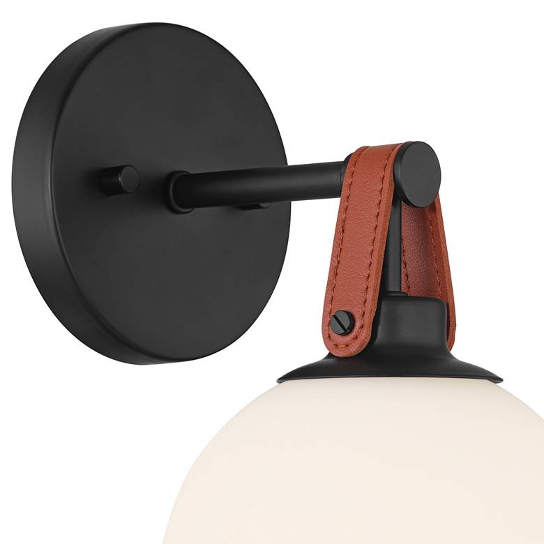 Nubuck 10 1/2" High Black and Brown Leather Wall Sconce - Image 2