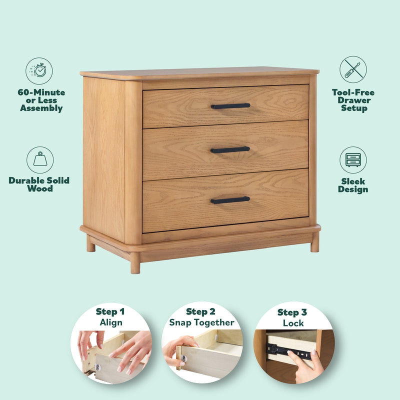 Annette Contemporary 3-Drawer Wood Nightstand - Image 2
