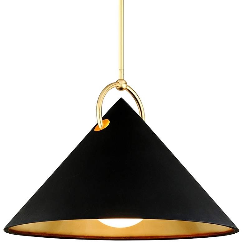 Corbett Charm 38" Wide Black and Gold Leaf Pendant Light - Image 0