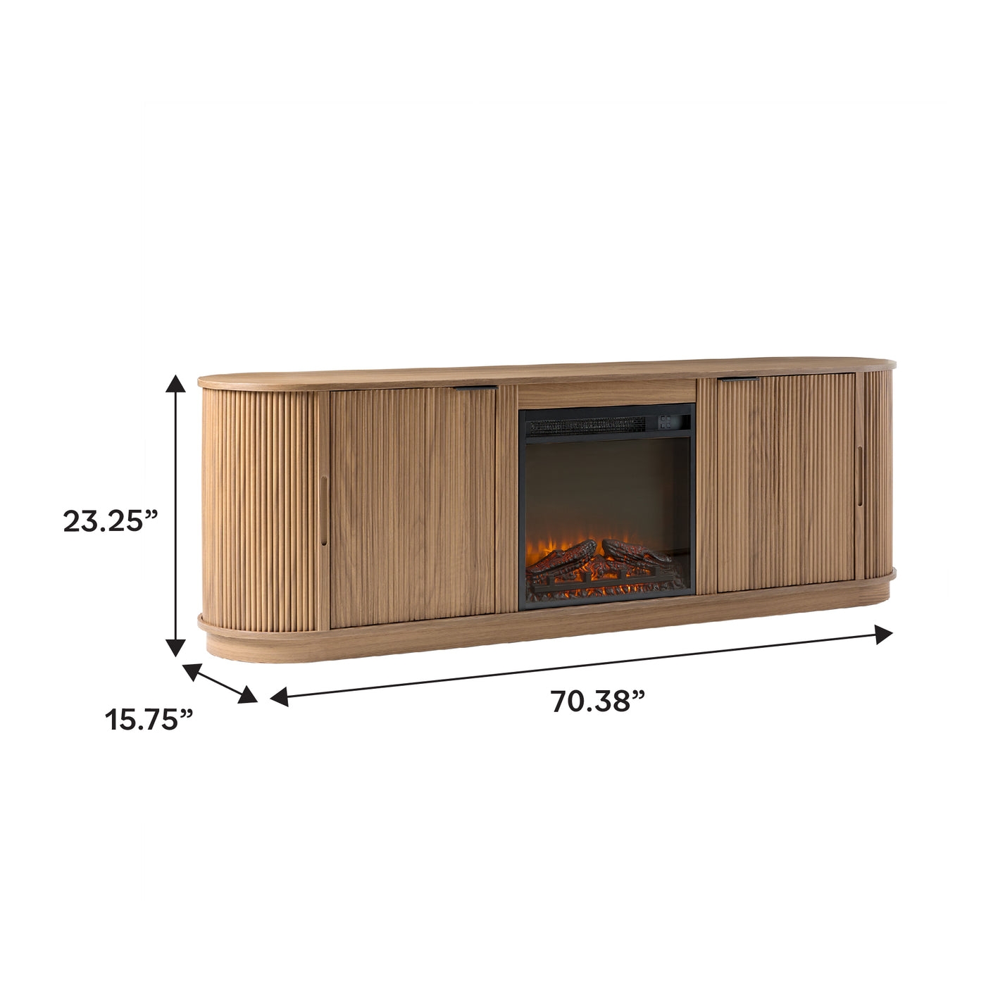Modern Reeded 70” Fireplace TV Stand - Coastal Oak - Image 4