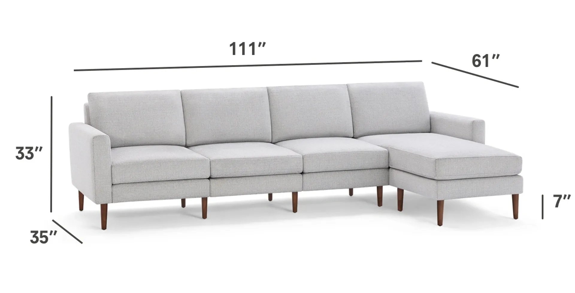 Nomad King Sectional - Moss Green - Performance Basketweave / Chrome - Metal / Arch - Image 2